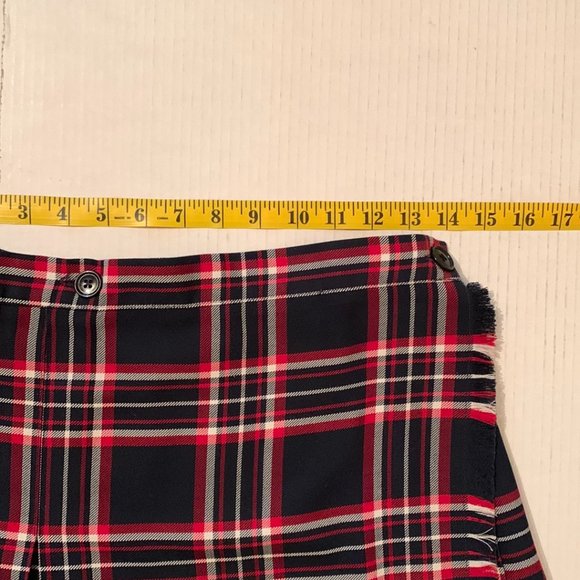Vintage Top Marks Girls Navy Blue/Red Plaid Pleated Skirt Size 14 Made in Canada - Picture 7 of 7
